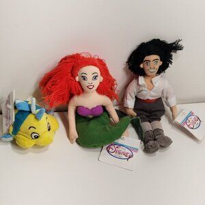 Disney Princess Ariel, Eric and Flounder Bean Bags (set 3)